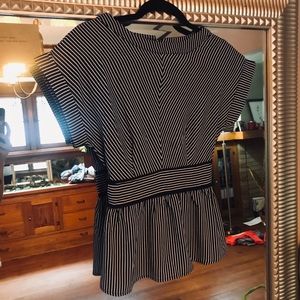 Navy Blue / White striped blouse